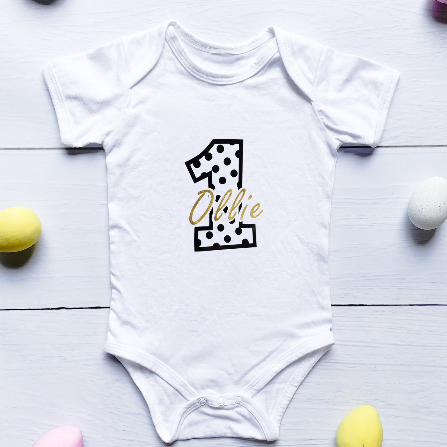 Personalised First Birthday Baby Bodysuit with Custom Name - Best Present for First Birthday