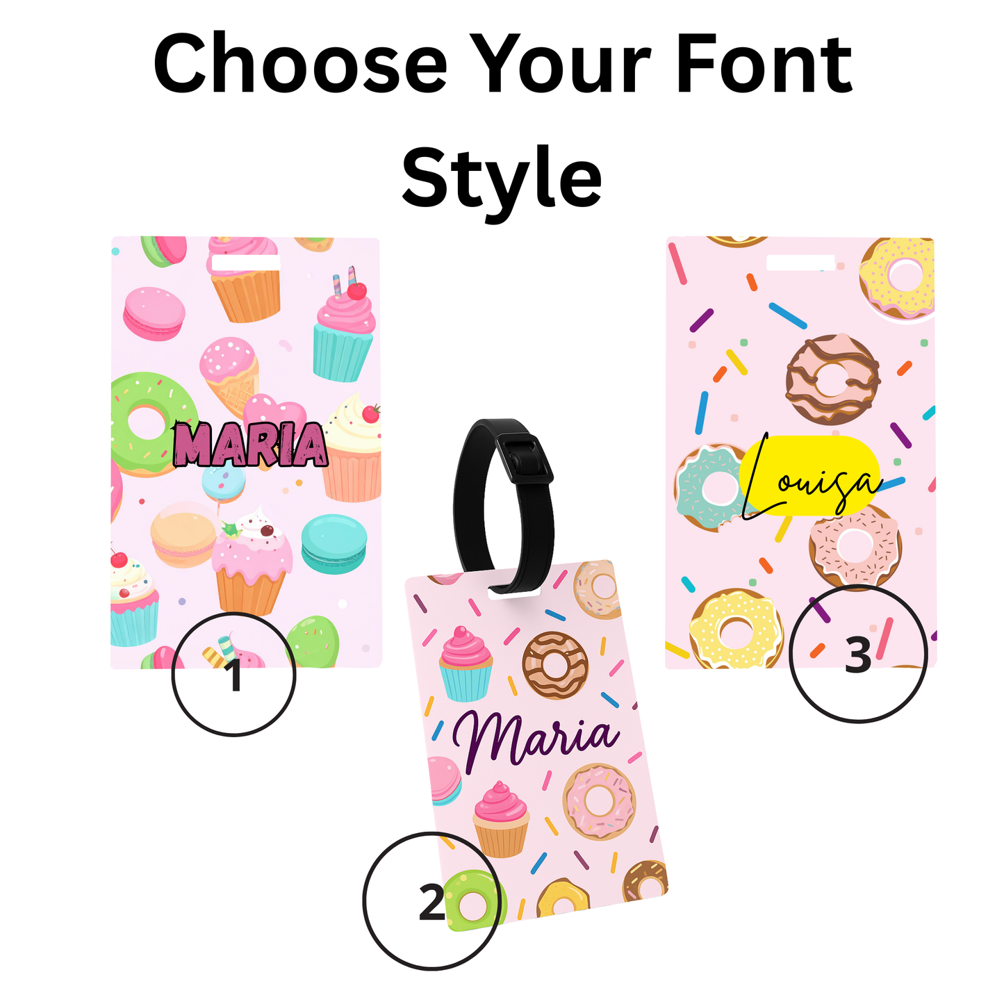 Personalised Luggage Bag Tags - Sweets Theme