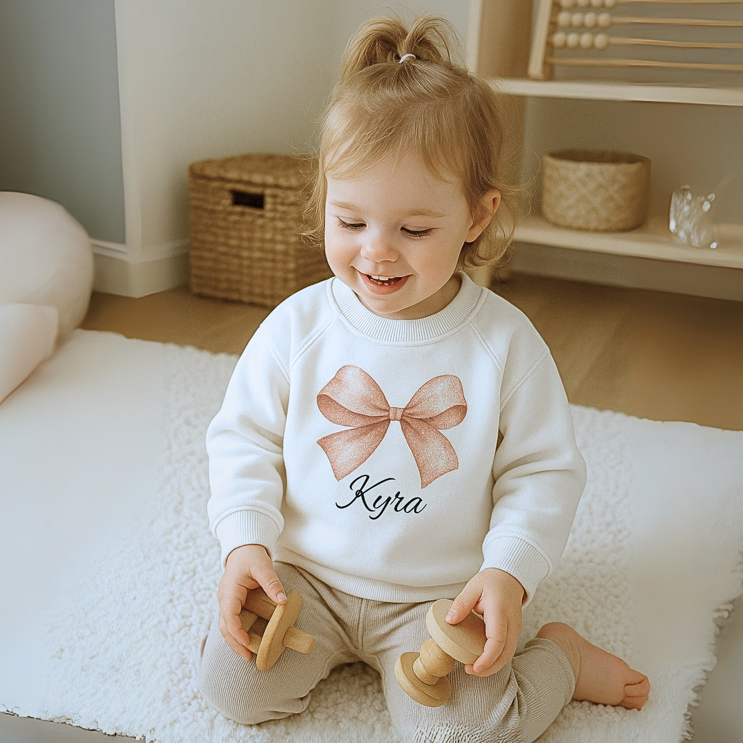 Personalized Baby Outfit: Glitter Bow Cotton Onesie, Romper or Jumper
