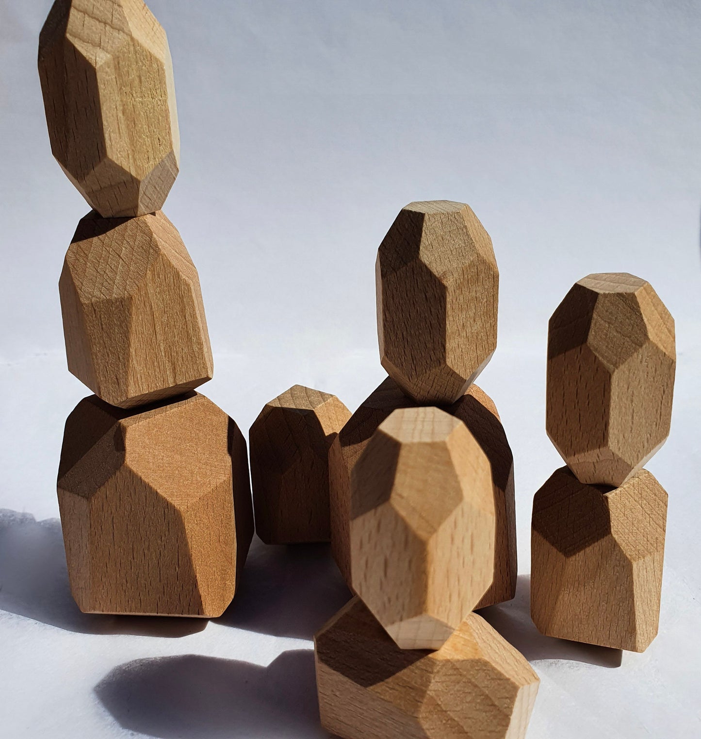 10-piece wooden balance stone set for stacking and creative play