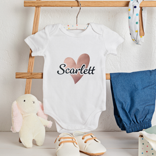 Personalised Baby Name Bodysuit with Custom Heart Shape and Name