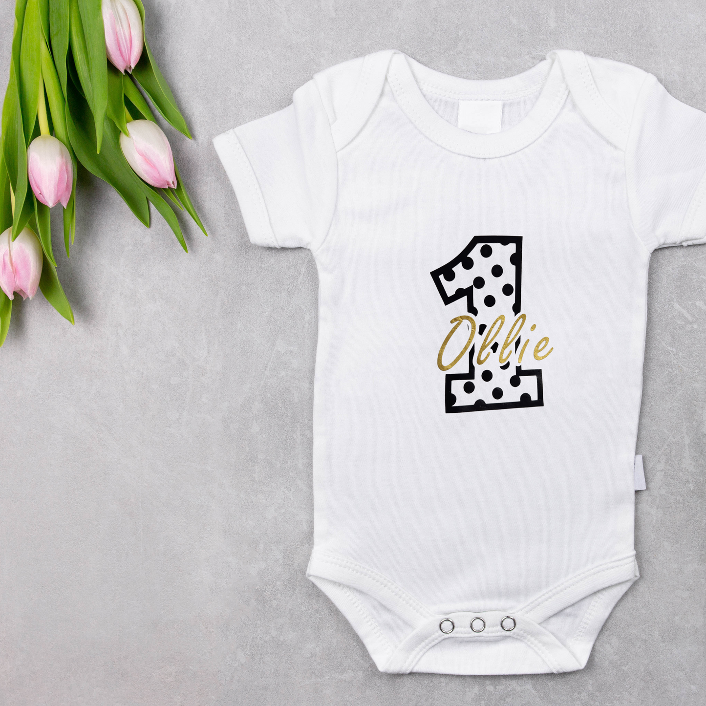 Personalised First Birthday Baby Bodysuit with Custom Name - Best Present for First Birthday