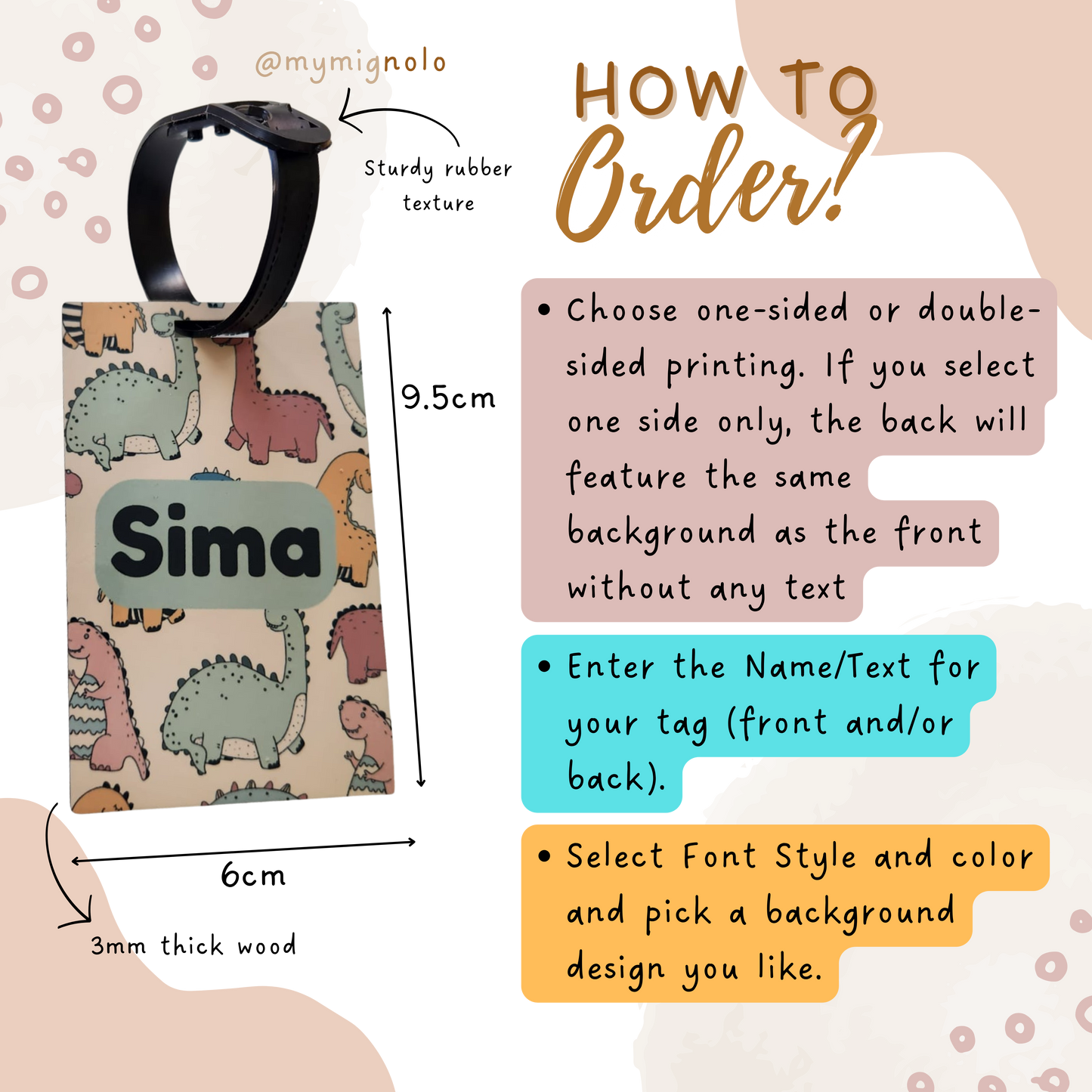 Personalised Luggage Tags – Custom Name & Message or Contact Number Travel Bag Tags