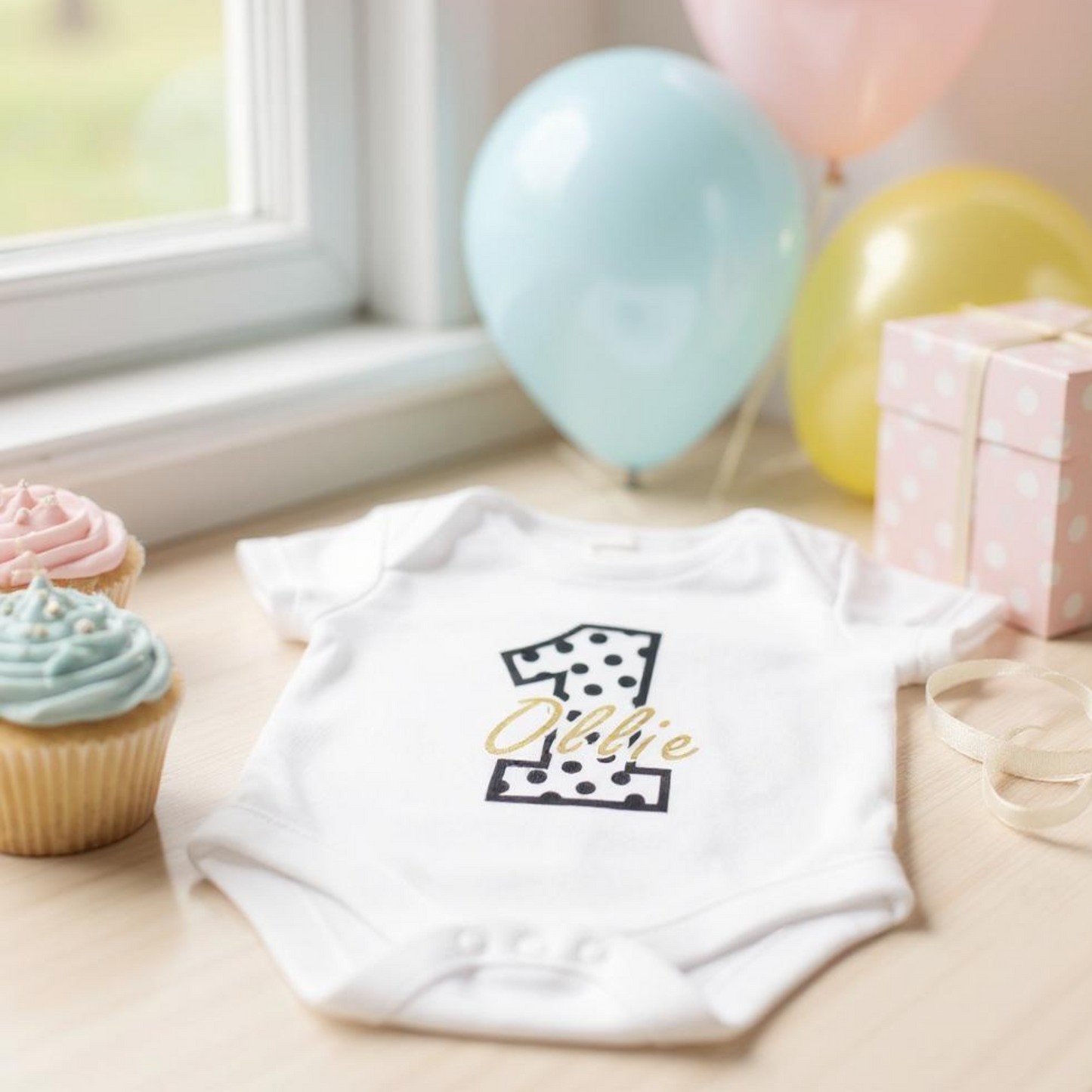 Personalised First Birthday Baby Bodysuit with Custom Name - Best Present for First Birthday