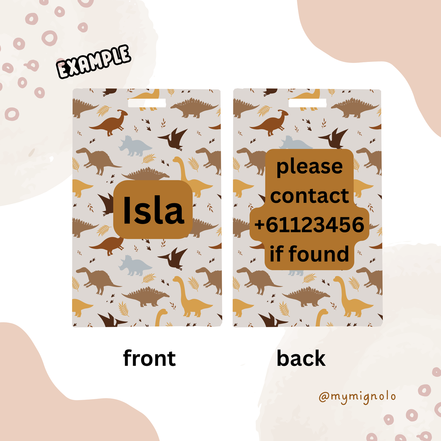 Personalised Luggage Tags – Custom Name & Message or Contact Number Travel Bag Tags