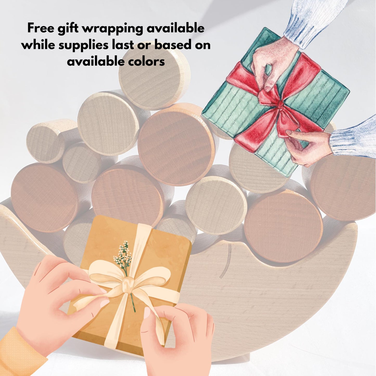 Montessori wooden moon balancing toy in free gift-ready packaging – beautifully wrapped educational toy set, perfect birthday or holiday present for toddlers aged 3 and up.