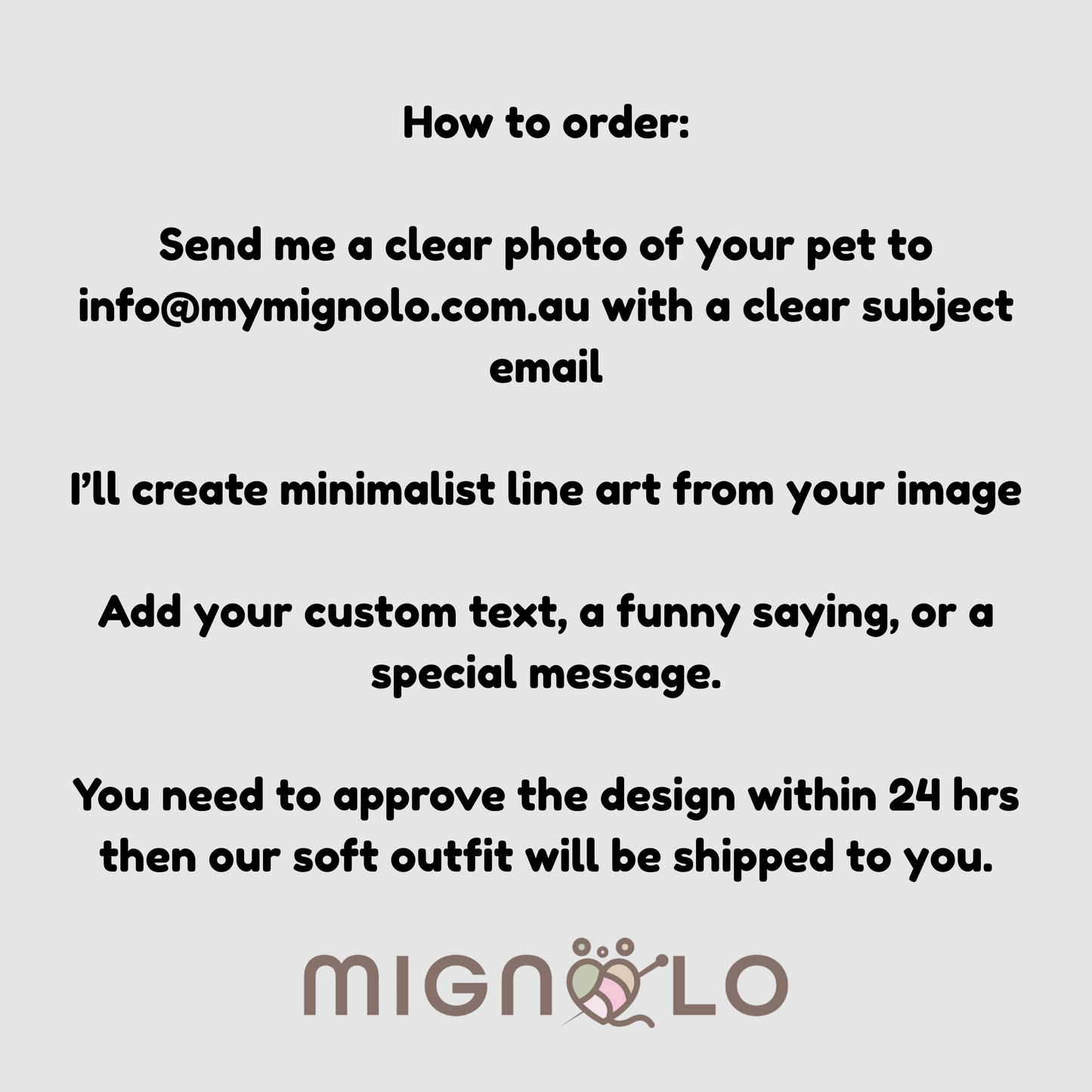Custom Pet Onesie – Your Pet’s Photo as Line Art with Personalised Text