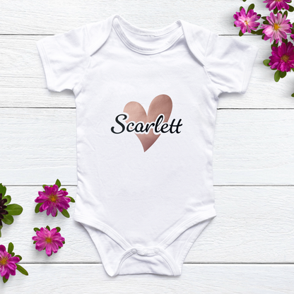 Personalised Baby Name Bodysuit with Custom Heart Shape and Name