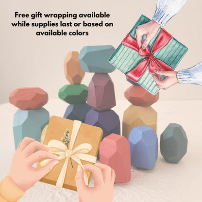 Wooden Balancing Rocks Toy - Educational Stacking Game 3+