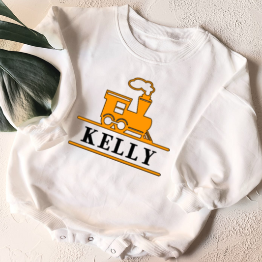 Personalised Baby Outfit – Bodysuit, Romper and Jumper Train Series
