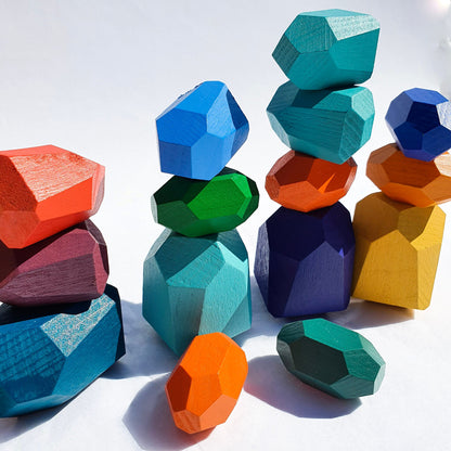 Wooden Balancing Rocks Toy - Educational Stacking Game 3+