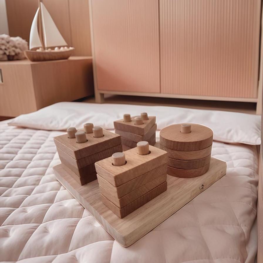 Wooden Shape Sorter Toy - Montessori Educational Toy Age 3+