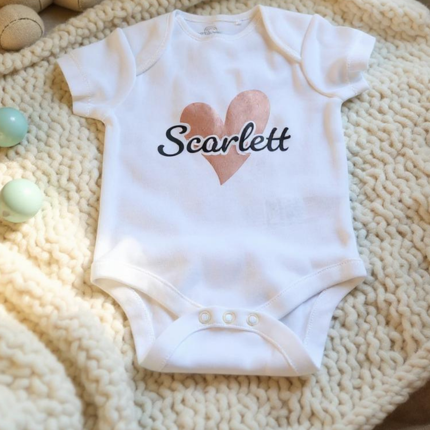 Personalised Baby Name Bodysuit with Custom Heart Shape and Name