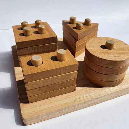 Wooden Shape Sorter Toy - Montessori Educational Toy Age 3+