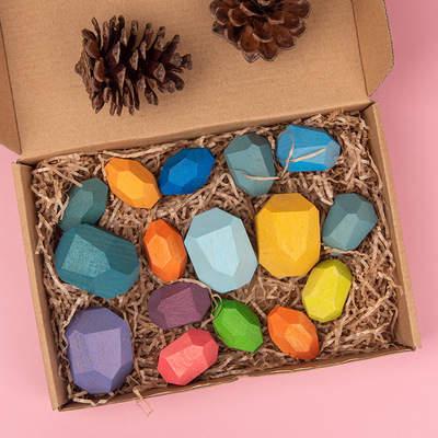 Wooden Balancing Rocks Toy - Educational Stacking Game 3+