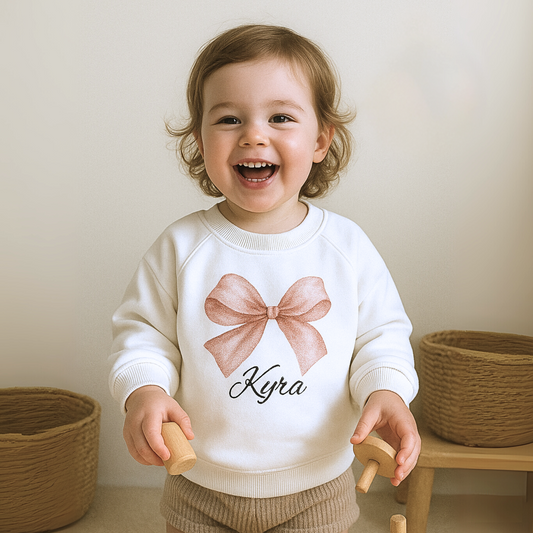 Personalized Baby Outfit: Glitter Bow Cotton Onesie, Romper or Jumper