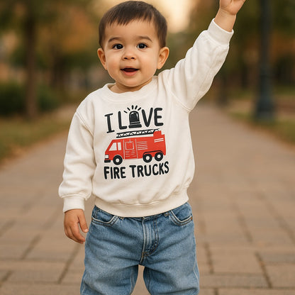 Cute Baby Romper "I Love Fire Trucks" Perfect Birthday Gift