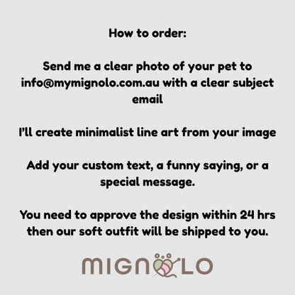 Custom Pet Onesie – Your Pet’s Photo as Line Art with Personalised Text