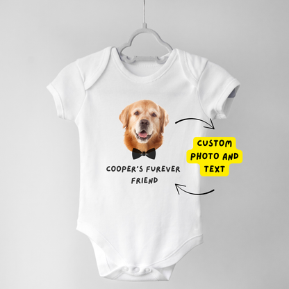 Custom Pet Photo Baby Onesie – Your Pet’s Photo with Personalised Text