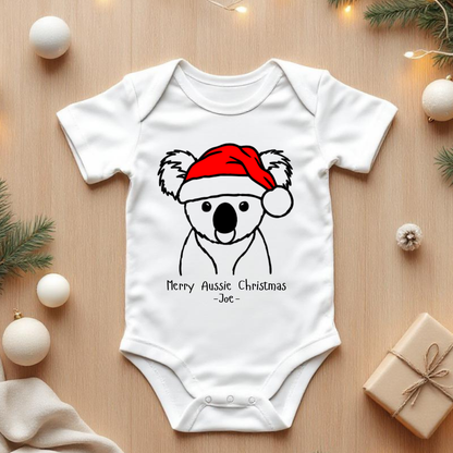Koala Shiny Look for Christmas - Personalised Name Baby Outfit