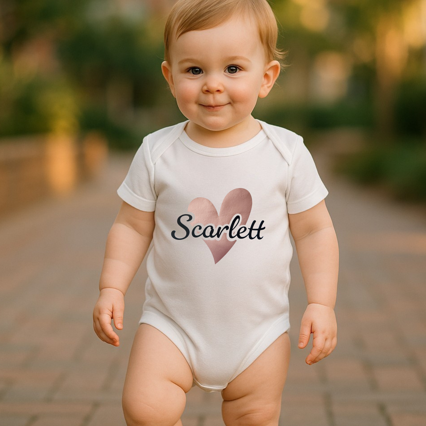 Personalised Baby Name Bodysuit with Custom Heart Shape and Name