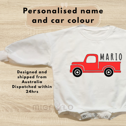 Personalised Baby Outfit – Bodysuit, Romper and Jumper Car Series