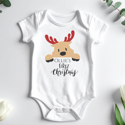 My First Christmas Personalised Name Onesie and Romper and Custom Color for Christmas Photoshoot