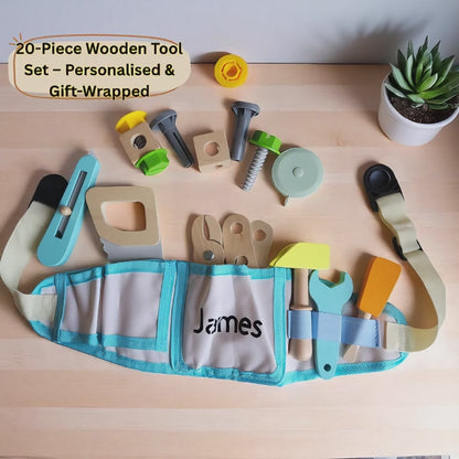 Wooden Tool Belt Set - Personalisation Gift Idea for Kids 3+