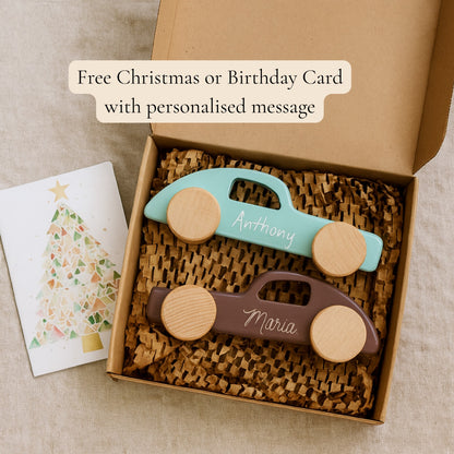 Personalised Wooden Car Toys — Set of 2 and Free Gift Card