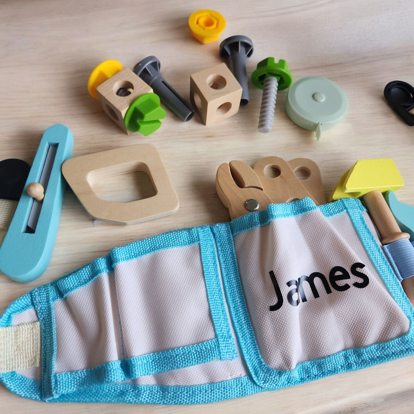 Wooden Tool Belt Set - Personalisation Gift Idea for Kids 3+